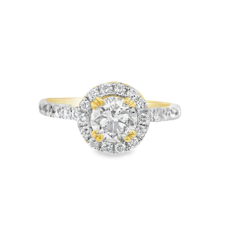 14K Yellow Round Diamond 0.53Ct Halo Engagement Ring