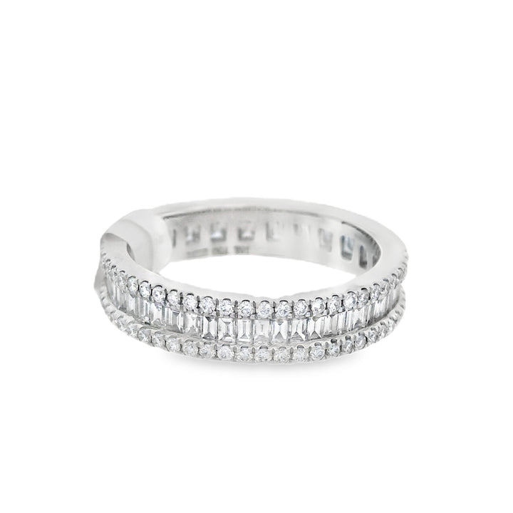 18K White Gold 1.31ct Baguette & Round Diamond Wedding Band