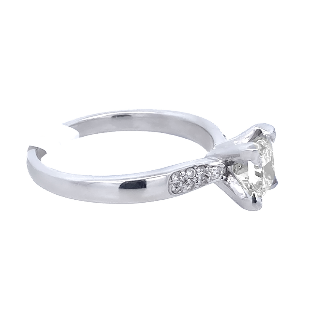 18K White Gold 1.08CT Princess Diamond Solitaire Ring