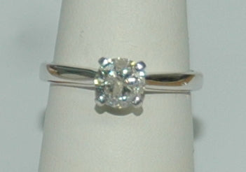 14K White Round Diamond 0.75Ct Solitaire Engagement Ring