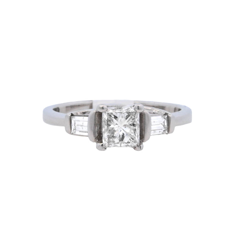 14K White Gold Princess Diamond Solitaire Engagement Ring