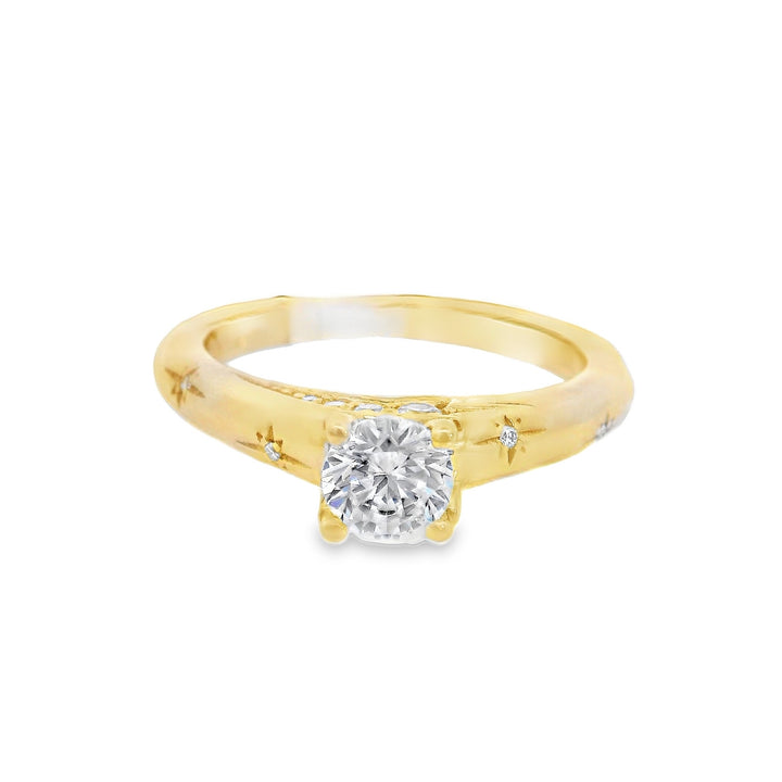 14K Yellow Round Diamond 0.60Ct Solitaire Engagement Ring