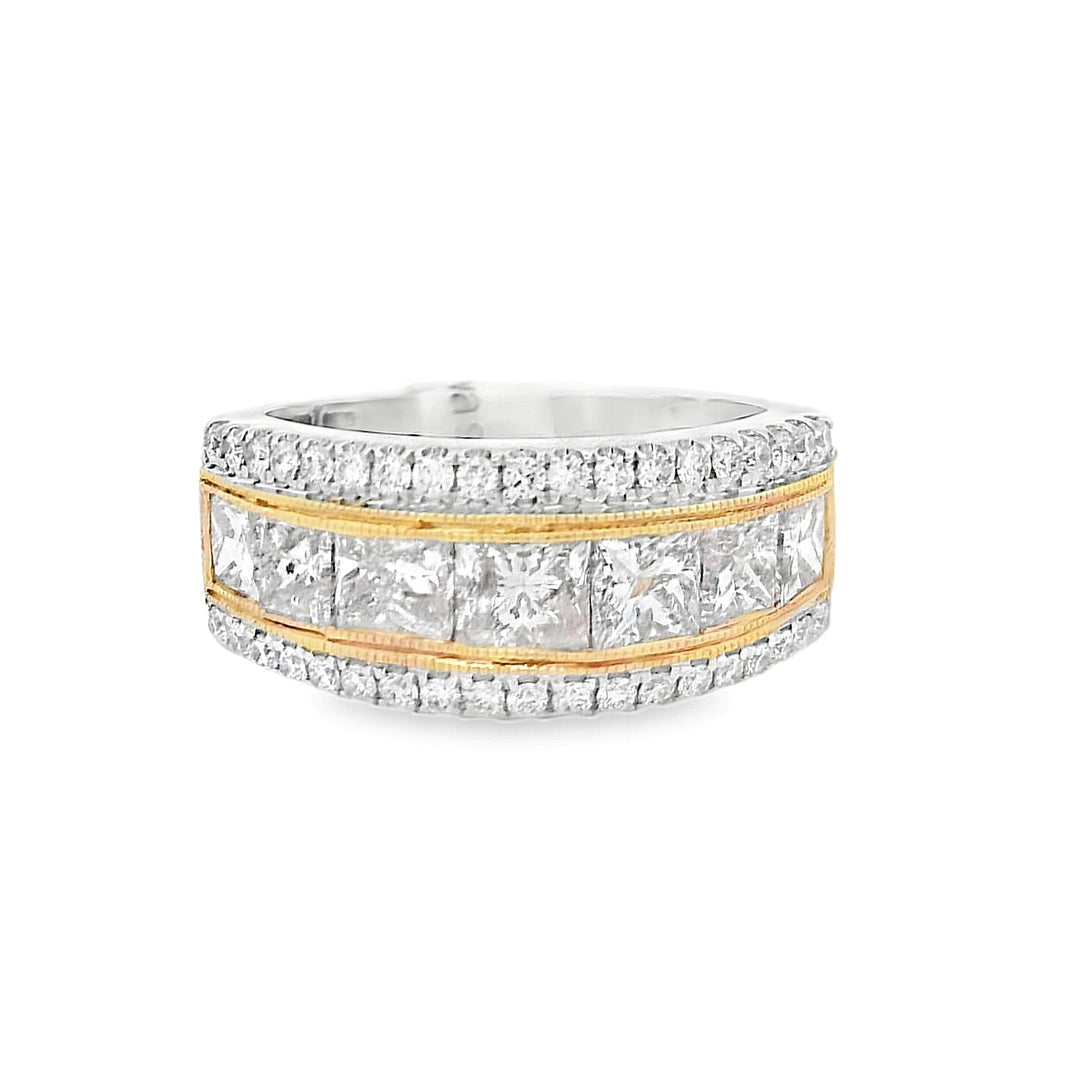 18K Two-Tone Gold Multi-Diamond Cluster Fashion Ring