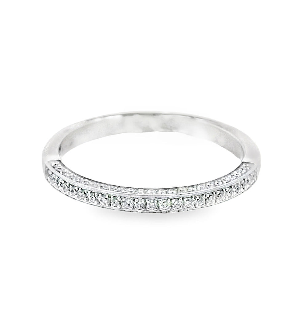 18K White 0.27ct Diamond Micro Pave Women's Wedding Band