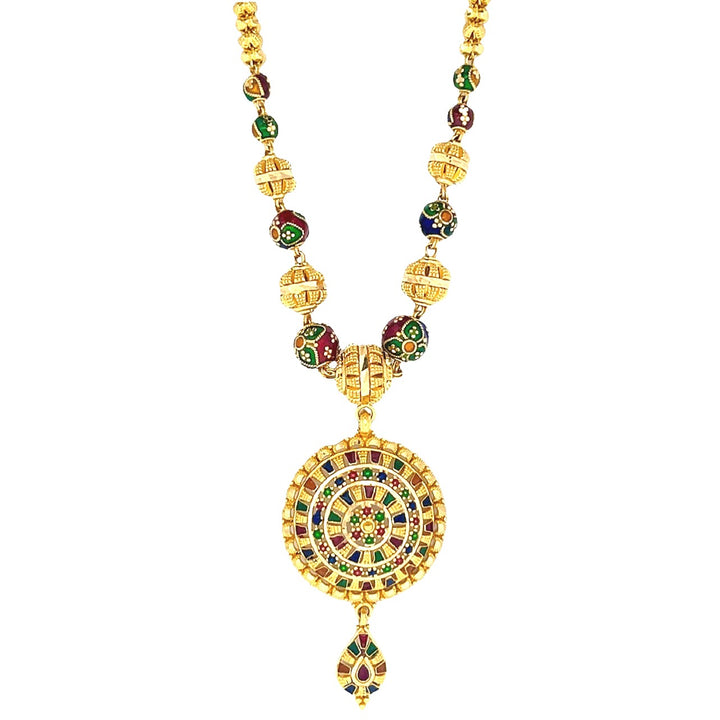 22K Yellow Gold Multi-Color Beaded Statement Necklace