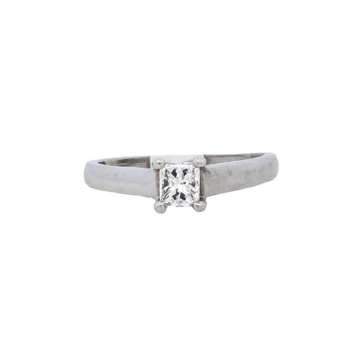 14K White Gold Princess Diamond Solitaire Ring