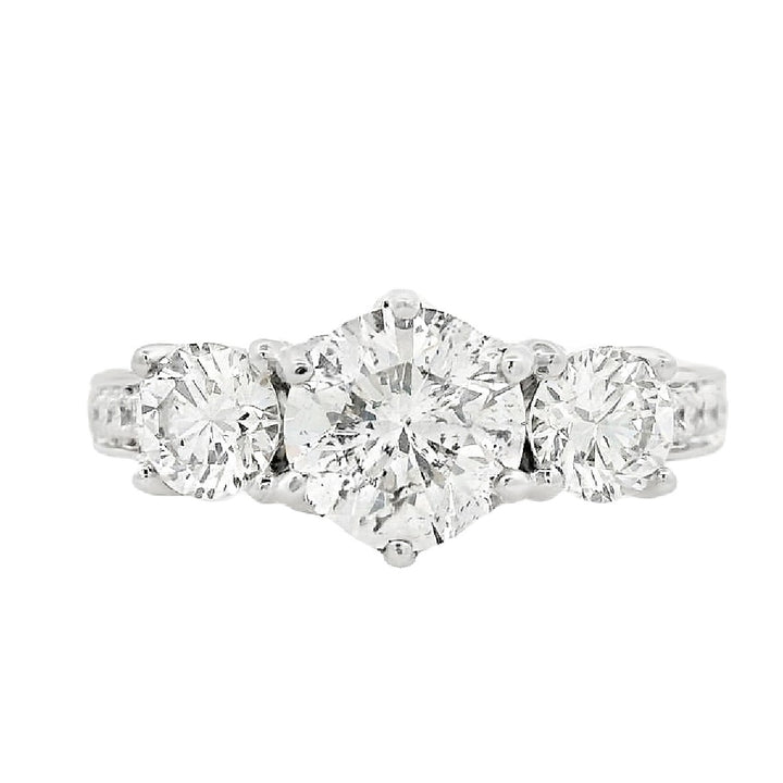 18K White Round Diamond 1.21Ct 3 Stone Engagement Ring