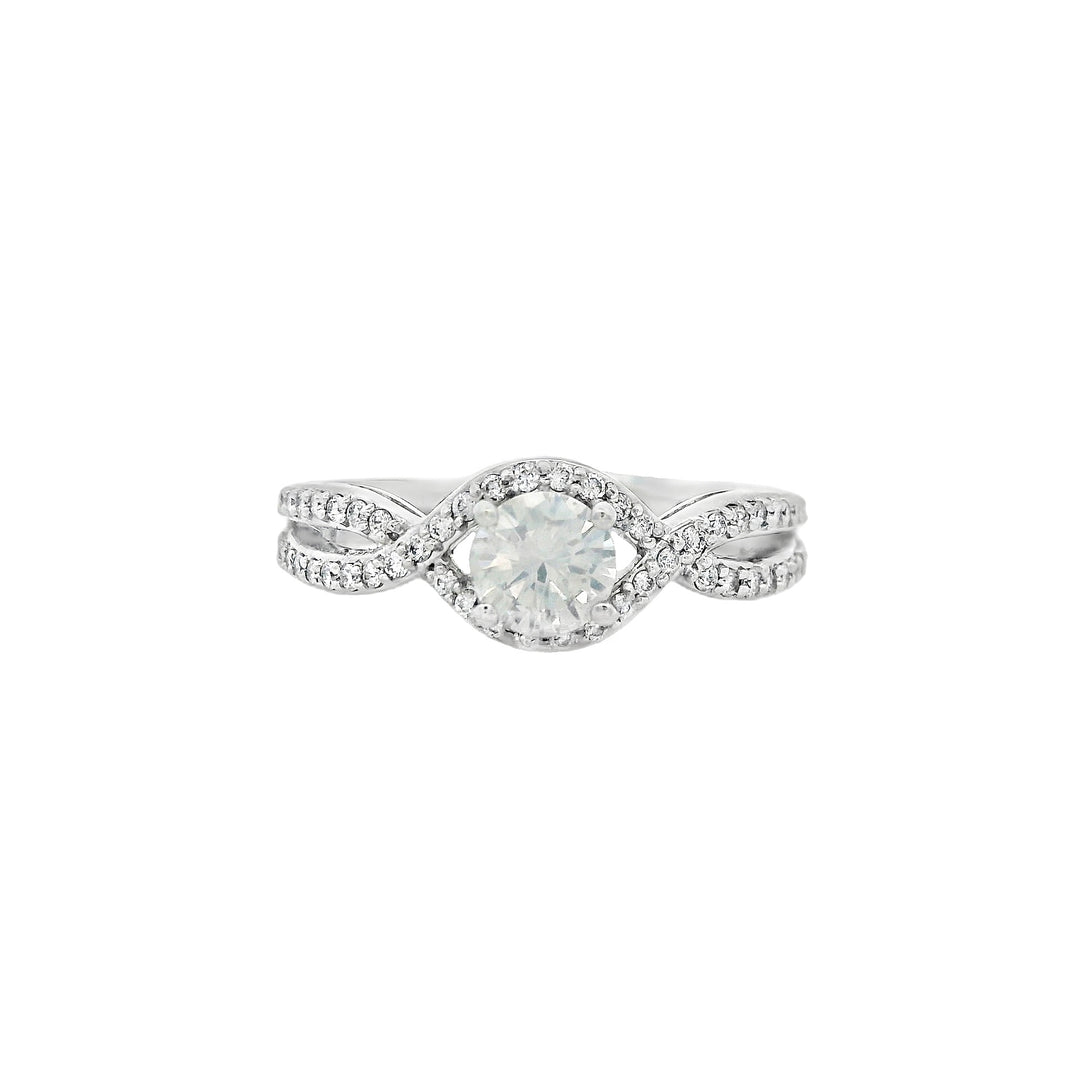 14K White Round Diamond 0.50Ct Halo Engagement Ring