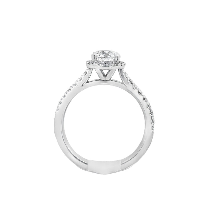 14K White Round Diamond 1.06Ct Halo Engagement Ring