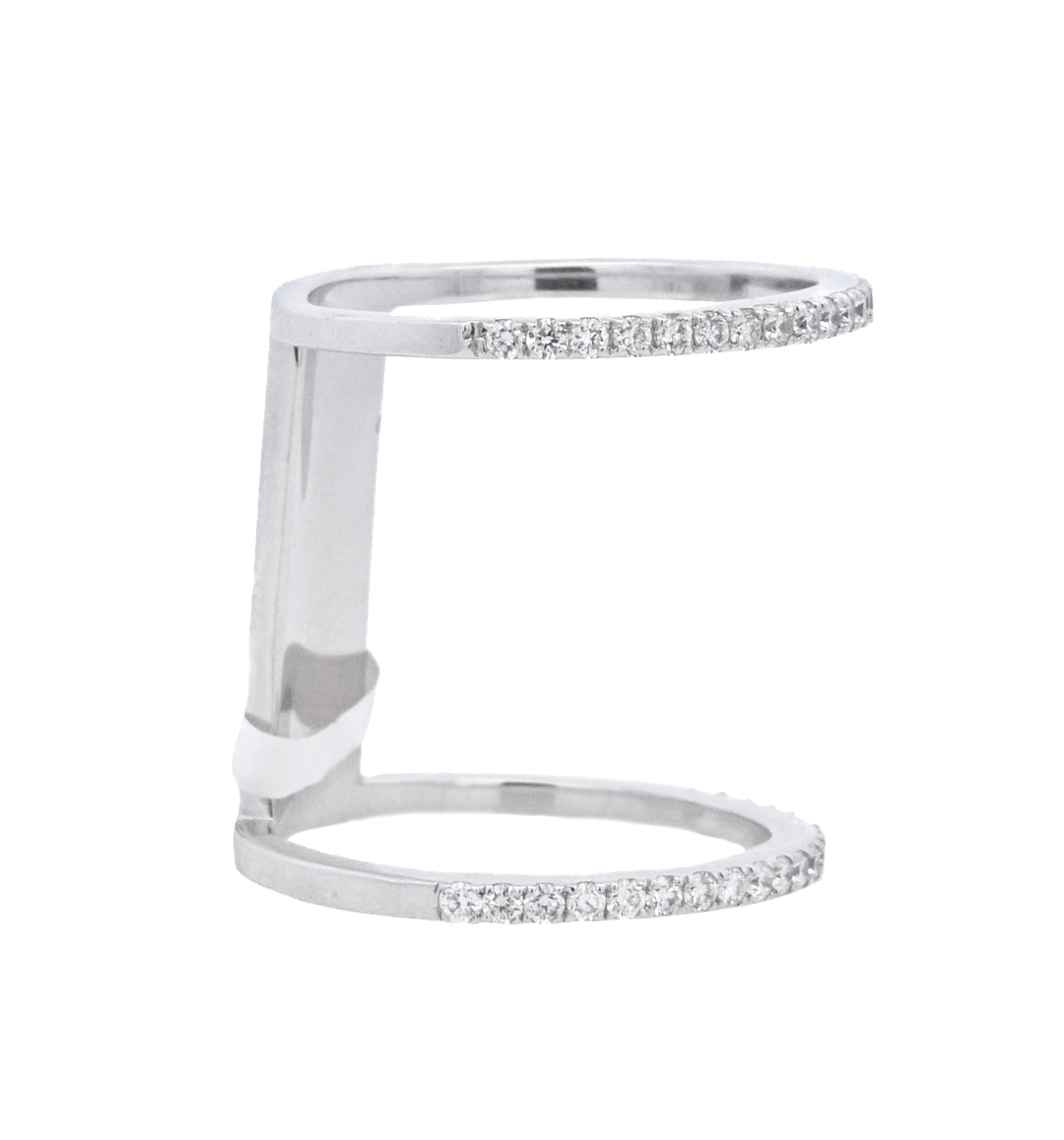 14K White Gold 0.43ct Diamond Double Fashion Ring