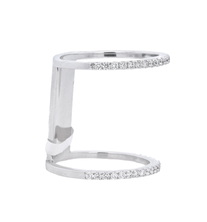 14K White Gold 0.43ct Diamond Double Fashion Ring