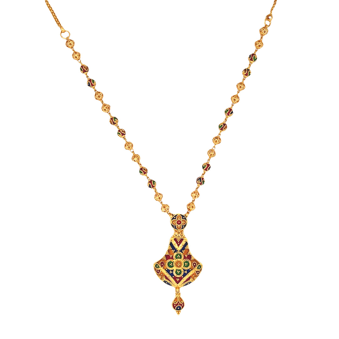 22K Yellow Gold Multi-Color Beaded Statement Necklace