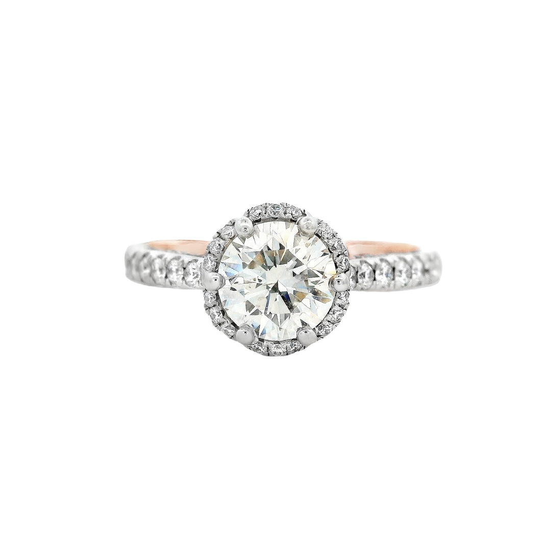 14K Two- Tone Round Diamond 1.20Ct Halo Engagement Ring