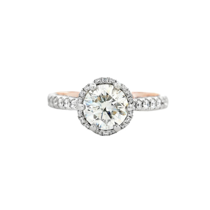 14K Two- Tone Round Diamond 1.20Ct Halo Engagement Ring