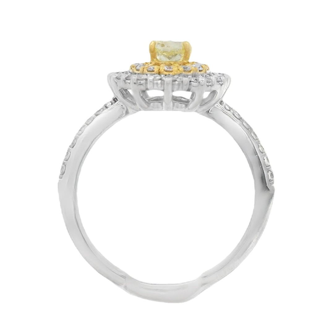 18K Yellow Gold 1.06CT Yellow Diamond Double Halo Fashion Ring