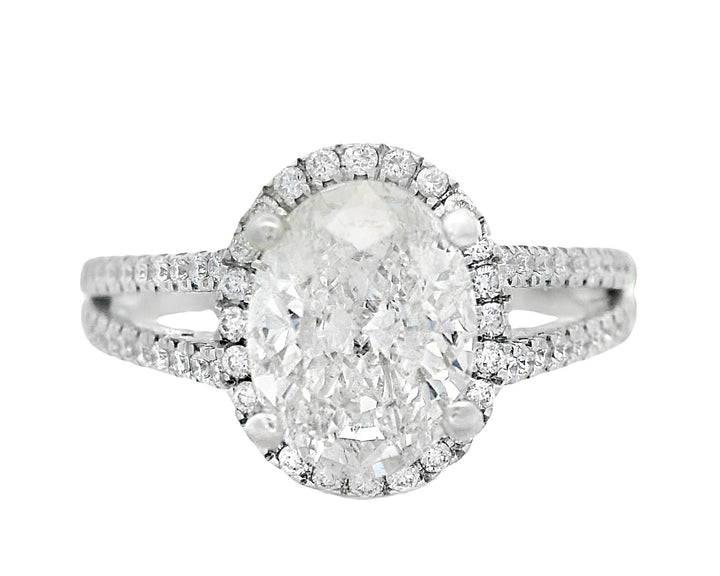 14K White Oval Diamond 2.01Ct Halo Engagement Ring