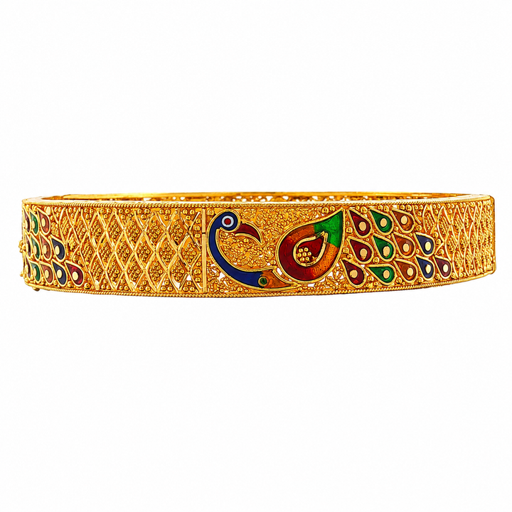 22K Yellow Gold Multi-Color Artisan Bangle Bracelet