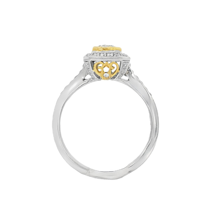 14K Two-Tone 0.42Ct Radiant Diamond Halo Ring