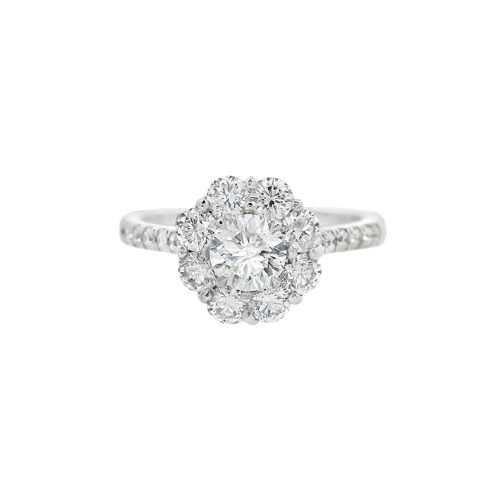 18K White Round Diamond 1.34Ct Halo Engagement Ring