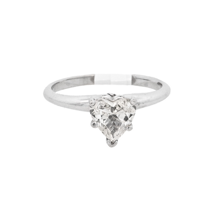 14K White Heart Diamond 0.59Ct Solitaire Engagement Ring