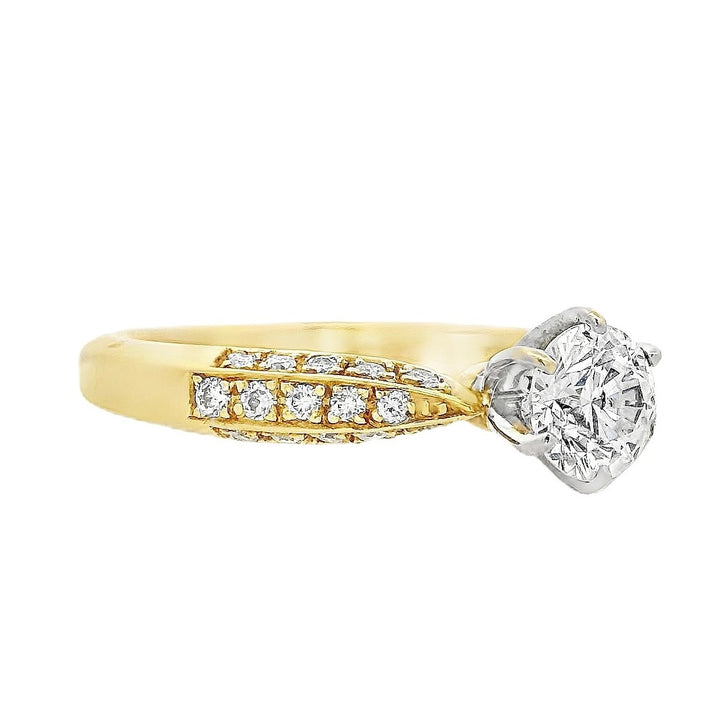 18K Yellow Gold Round Diamond 0.53Ct Solitaire Engagement Ring