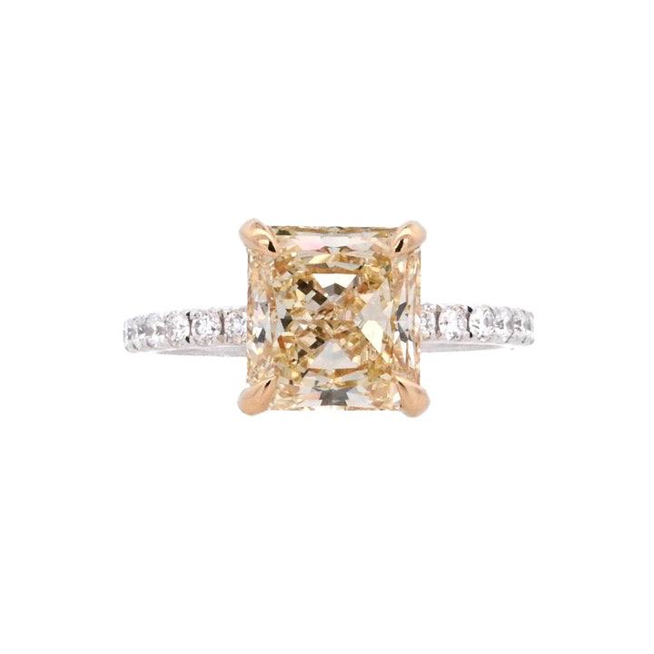 18K Two-Tone Yellow Diamond Solitaire Ring