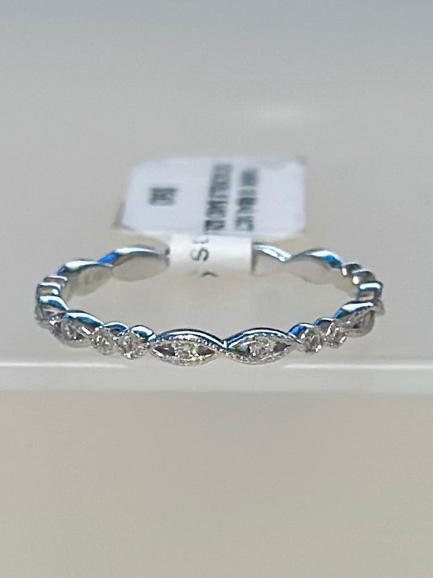 14K White Gold Weavy Diamond Stackable Wedding Band