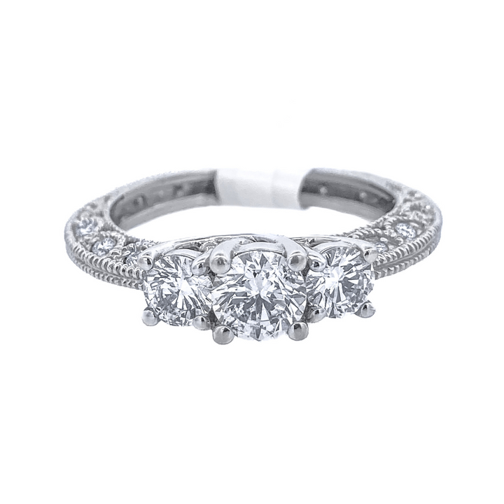 14K White Gold 1.25ct Three-Stone Diamond Engagement Ring