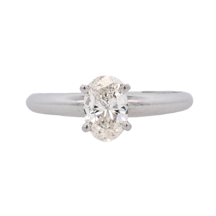 14K White Gold 0.66CT Oval Diamond Solitaire Ring