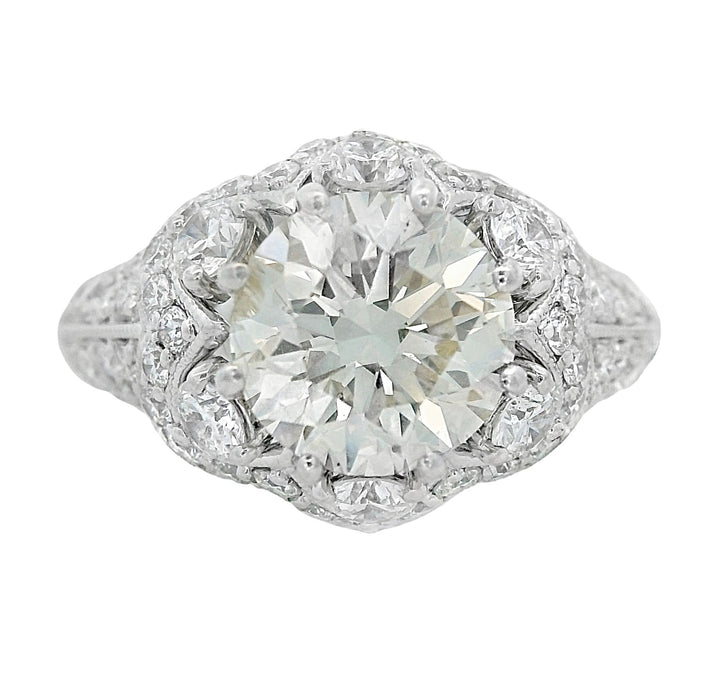 18K White Round Diamond 2.01Ct Vintage Engagement Ring