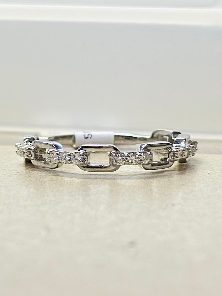 14K White Gold Diamond Stackable Wedding Band