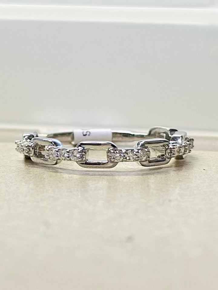 14K White Gold Diamond Stackable Wedding Band