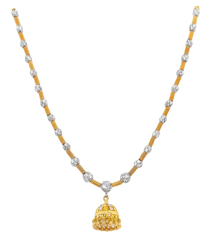 22K Two-Tone Gold Dangle Tassel Pendant Necklace