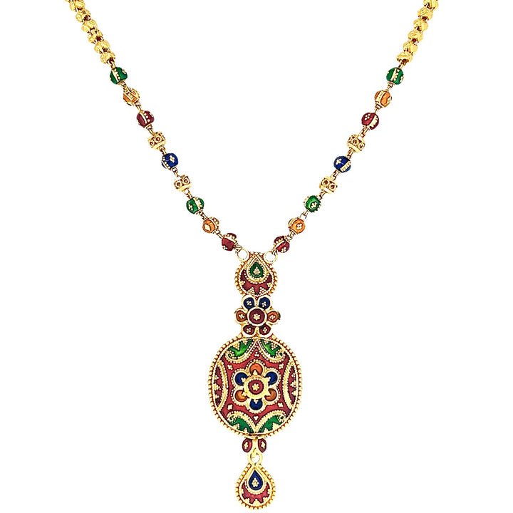 22K Yellow Gold Multi-Color Beaded Statement Necklace