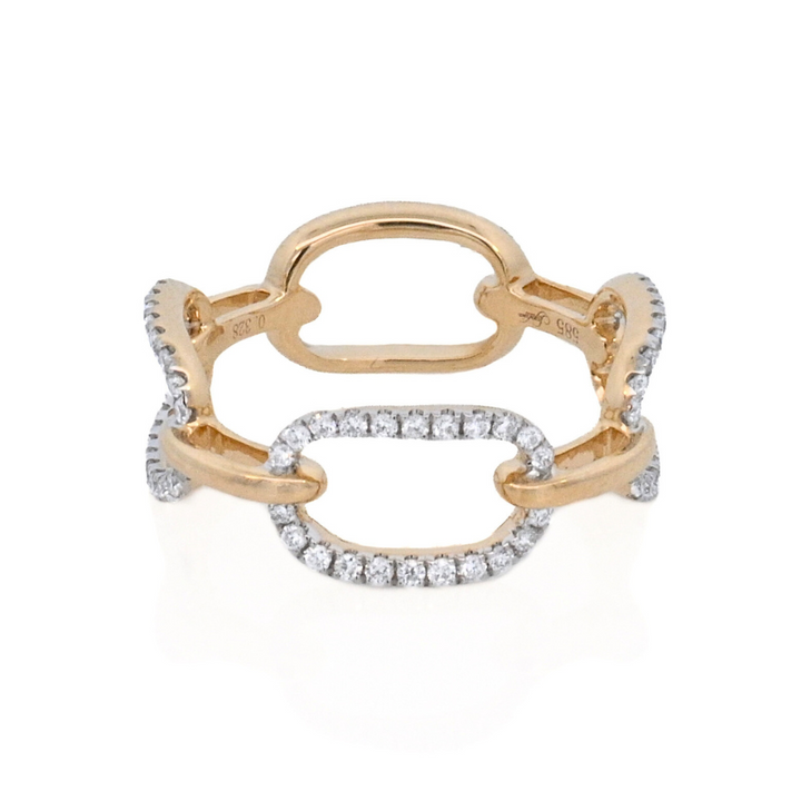 14K Yellow Gold 0.33ct Diamond Chain Link Fashion Ring