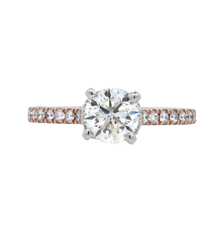 14K Two- Tone Round Diamond 1.01Ct Solitaire Engagement Ring