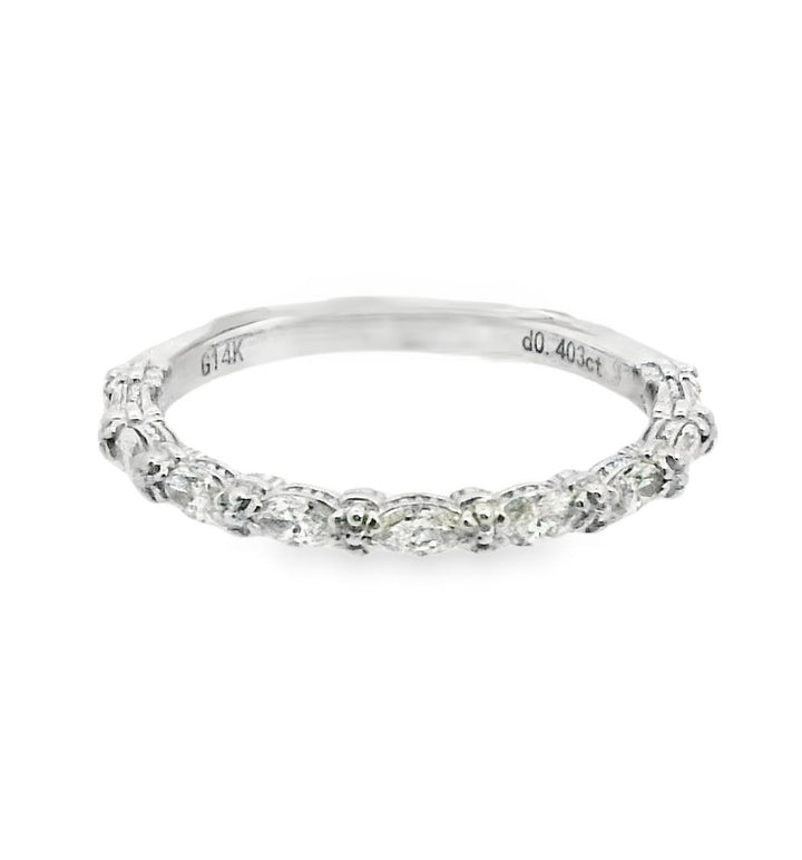 14K White Gold 0.40ct Marquise Diamond Wedding Band