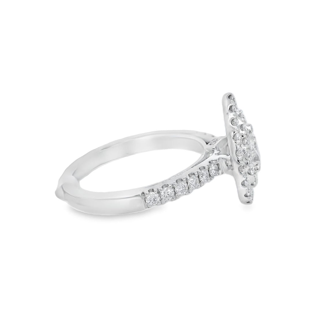 18K White Gold Diamond 0.98Ct Halo Engagement Ring