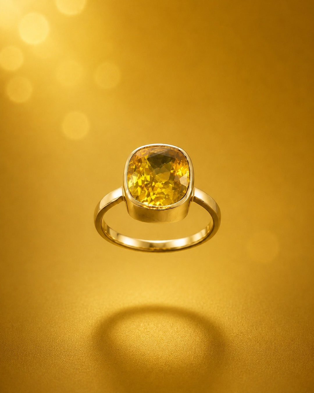 22K Yellow Gold Statement Ring with Luminous Yellow Stone
