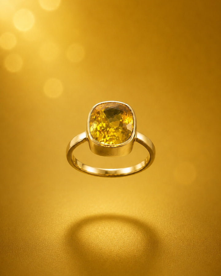 22K Yellow Gold Statement Ring with Luminous Yellow Stone