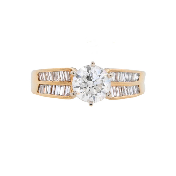 18K Yellow Round Diamond 1.03Ct Contemporary Engagement Ring