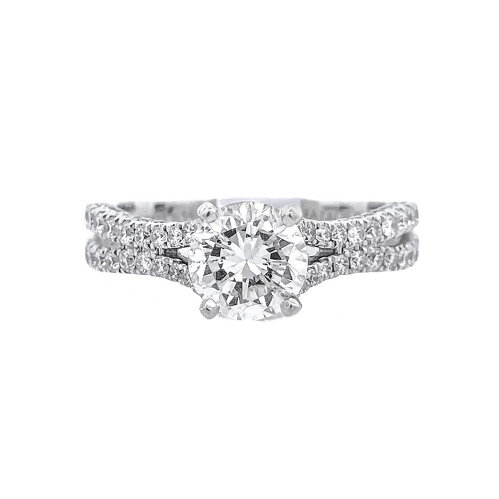 14K White Round Diamond 1.20Ct Solitaire Engagement Ring