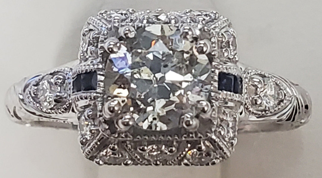 18K White Gold 0.94CT Diamond Halo Engagement Ring