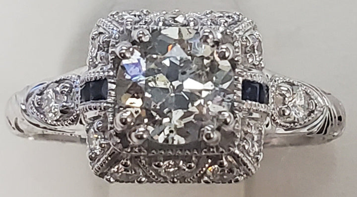 18K White Gold 0.94CT Diamond Halo Engagement Ring