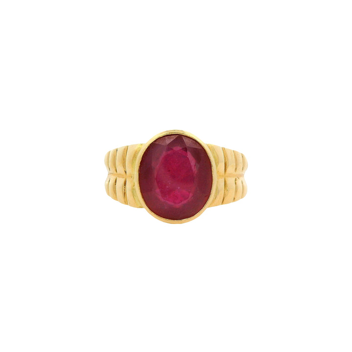 22K Yellow Gold Ruby Solitaire Ring
