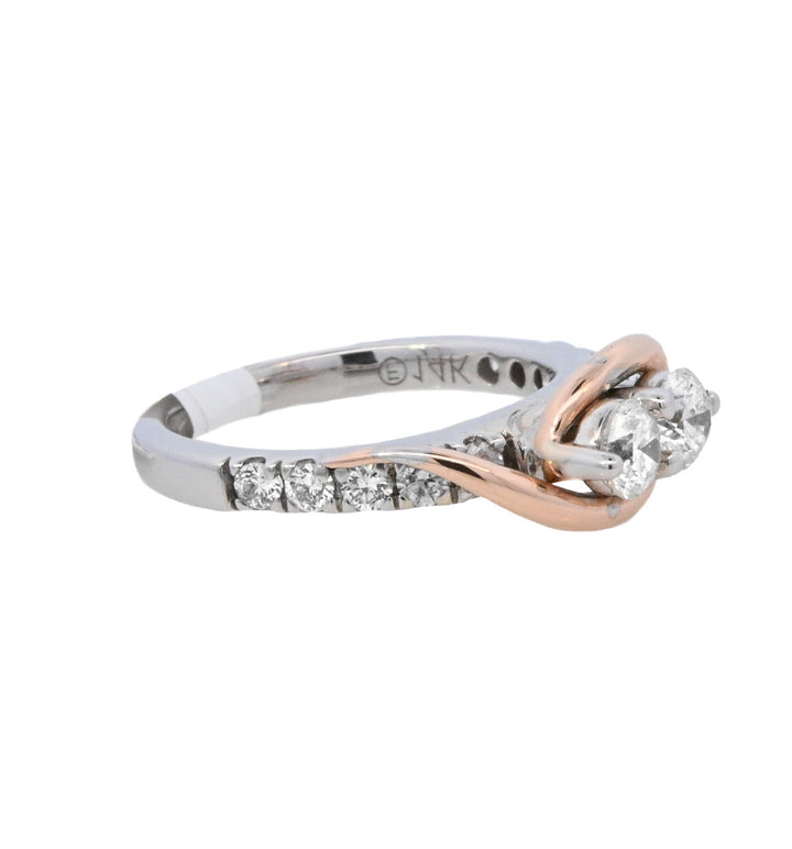 14K Two-Tone 1ct Round Diamond Contemporary Engagement Ring