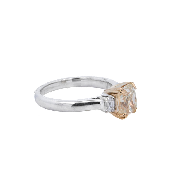 18K Two-Tone 2.02ct Cushion Yellow Diamond Ring