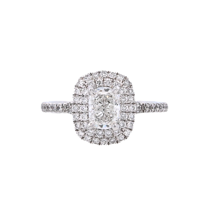 14K White Oval Diamond 0.76Ct Halo Engagement Ring