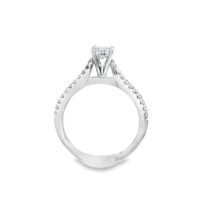 14K White Round Diamond 0.51Ct Solitaire Engagement Ring