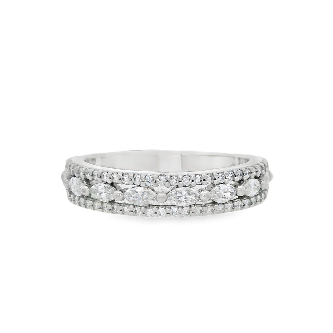 14K White Gold 0.62ct Diamond Half Anniversary Women's Wedding Band